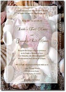   Wedding Invitations and RSVP Cards   Beach Design VII   Seashells