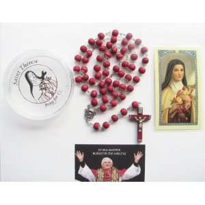   XVI St Saint Theresa of Little Flower Rose Scented Rosary with Case