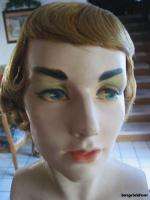 Vintage Mannequin Head Bust Torso w Wig Art Deco Beauty Flapper  