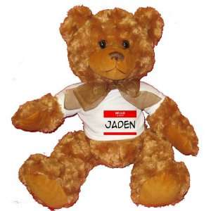  HELLO my name is JADEN Plush Teddy Bear with WHITE T Shirt 