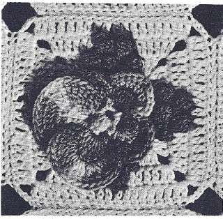 Vintage Crochet PATTERN MOTIF Bedspread Pansy Patch  