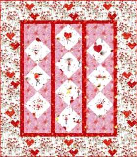 Valentines Hearts Quilt Fabric Kit ~ Pink Red and White  