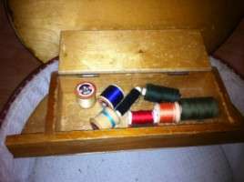 Vintage Mid Century Modern Drum Sewing Stool Chest Box  