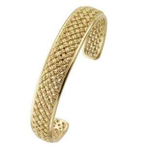   Weave Cuff Yellow Gold Bracelet in Velvet Gift Box 