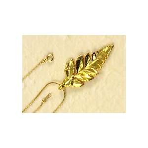  REAL LEAF Fern Necklace Pendant Gold & Chain Boxed 