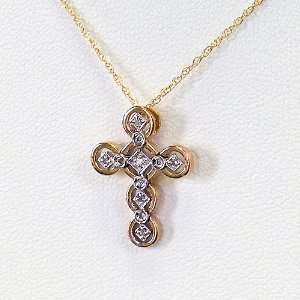  14K Rose Gold Diamond Cross Pendant with 16in. chain 