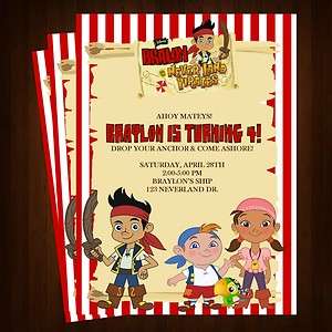   THE NEVERLAND PIRATES BIRTHDAY PARTY INVITATION PERSONALIZED  