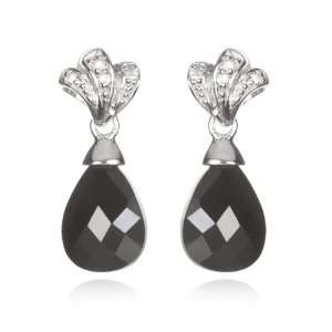  Black CZ Briolette Pear Drop Earring CHELINE Jewelry