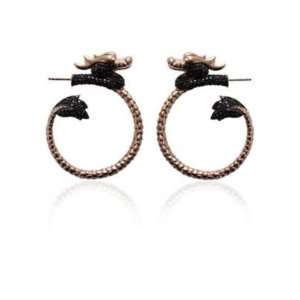   New Authentic Noir Rosegold Dragon Black CZ Earrings 