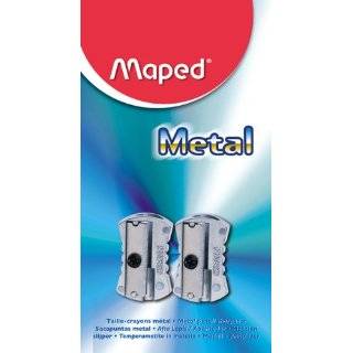 Maped Classic 1 Hole Metal Pencil Sharpeners, Grey, 2 Pack (006602)