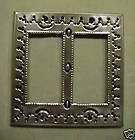 A07, Tin Double Rocker Switch Plate Cover   Antique Silver Finish