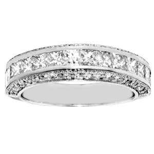   Band with Round Side Stones in 14k White Gold   Size 12 Jewelry