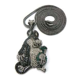 Black Iced Out Rat with Money Pendant with a 36 Inch Franco Chain 