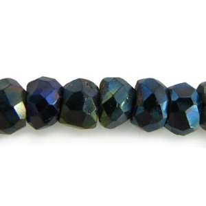 Peacock Metallic Black Spinel Faceted Rondelle Approx. 3.5mm Diameter 