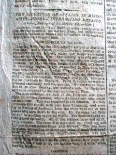   Civil War newspaper BATTLE of JACKSON Mississippi   Long report  