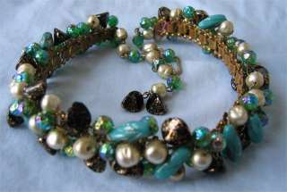 Vintage HOBE Chunky Beaded Necklace & Bracelet SET  