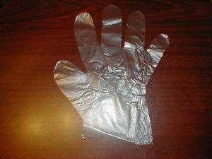 500 New Disposable Clear Poly EMBOSSED Gloves Large L14  