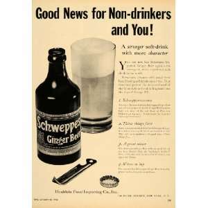 1950 Ad Schweppes Ginger Beer Heublein Food Importing   Original Print 
