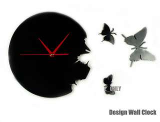 BUTTERFLY MODERN INTERIOR DESIGN DECO DECAL WALL CLOCK  