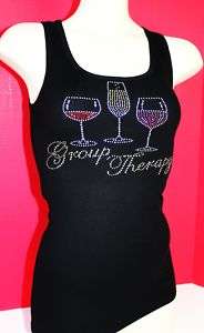 RHINESTONE GROUP THERAPY WINES TANK TOP NEW MADE IN USA  