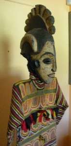 rare ibo mask and garment of mmwo society nigeria with rich applique 
