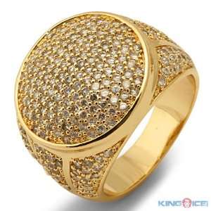   Gold Plated Championship Style Micro Pave CZ Bling Bling Ring Jewelry