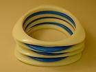 Vtg 60s Stack Lucite Plastic Thin Bracelet Set 7 Blue
