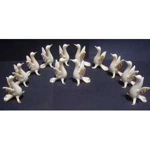  Set of 12 Blown Glass Dove Figurines 2.0h 2.25h 