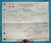 1962 Buick Bill of Sale Invoice Receipt Bethlehem PA  