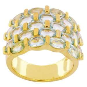   18k Gold Over Sterling Silver Sky Blue Topaz Wide Band Ring Jewelry