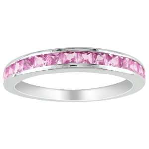  Sterling Silver 3/4 CT TGW Created Pink Sapphire Eternity 