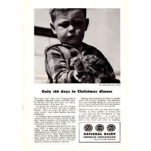 1945 Ad National Dairy Corp Boy Chicken 180 Days to Christmas Dinner 