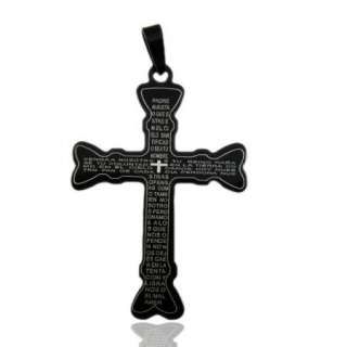 NEWMens black Bible cross pendant necklace ST44  