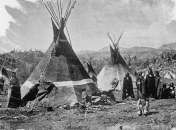 early 1900s photo Skin tepees, Shoshone Indians  