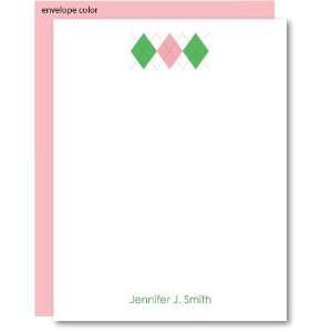  stationery   argyle pink/green