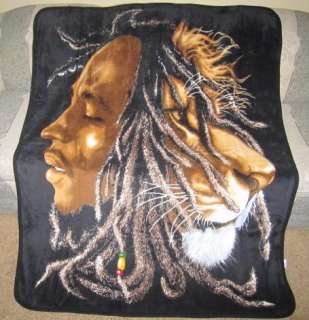 New Bob Marley Lion Head Plush Fleece Warm Throw Blanket Rasta Reggae 
