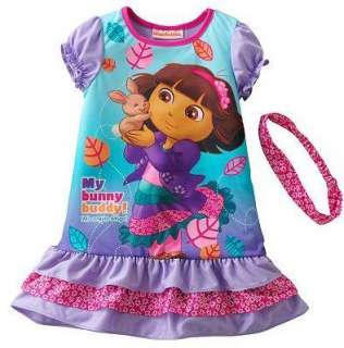 Dora The Explorer My Bunny Buddy Nightgown 2T 3T 4T  