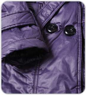 wholesale Temperamental Non removable Fur Collar Warm Coat Purple