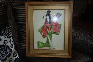 Japanese Antique Geisha Doll Inside Frame Rare  