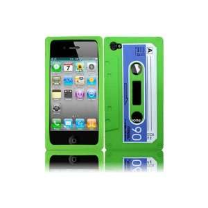  iPhone 4 and 4S Silicone Cassette Tape Case   Blue/Neon 
