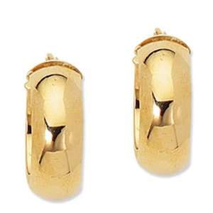  14k Yellow Gold 20mm X 8mm Bombe Hoop Earrings Jewelry