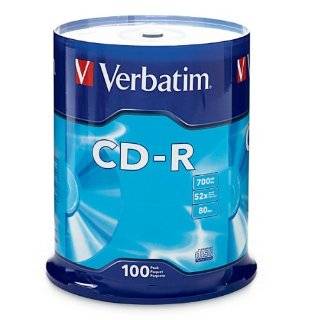 Verbatim 94554 700 MB 52x 80 Minute Branded Recordable Disc CD R, 100 