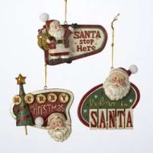  3.75 Resin Retro Santa Sign Ornament Case Pack 144 