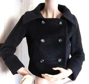   Furstenberg Black Textured Wool Alpaca Angora Crop Lady Bird Jacket 4