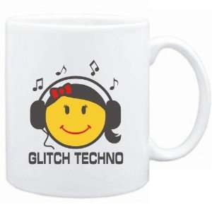  Mug White  Glitch Techno   female smiley  Music Sports 