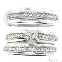 Diamond 3 Ring Gold Wedding Band Set .53 cts bridal  