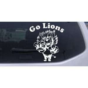 White 20in X 18.0in    Go Lions Team Sports Car Window Wall Laptop 
