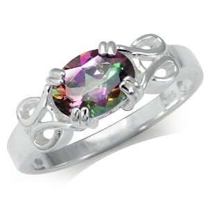   54ct. Rainbow Fire Topaz 925 Sterling Silver Solitaire Ring Jewelry