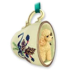  Poodle Sportcut Green Holiday Tea Cup Dog Ornament 
