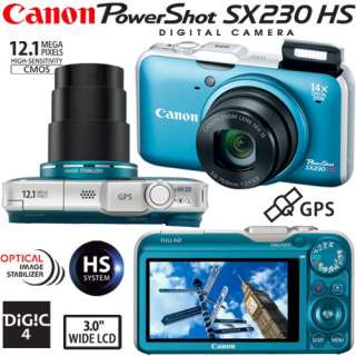Canon PowerShot SX230 HS Digital Camera Blue + 16GB Kit 013803135022 